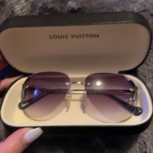 Louis Vuitton ladies laser cut rimless aviator sunglasses